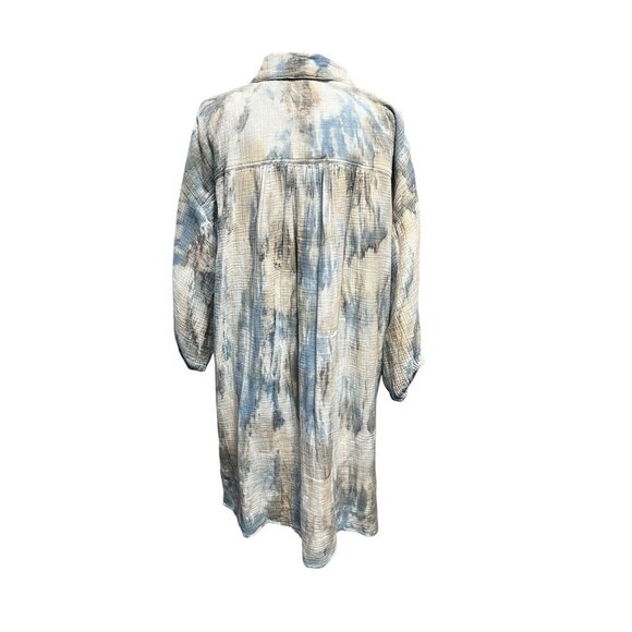 YFB Womens Button-Down Tie-Dye Textured Shirt Long Sleeve Collared Lightweight C - Picture 3 of 10